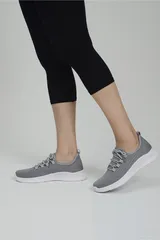 Gri Fileli Yazlık Günlük Kadın Spor Ayakkabı Sneaker 2