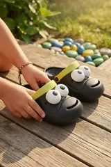 Siyah Yeşil Günlük Sahil Plaj Havuz Kreş Çocuk Terlik & Sandalet 3
