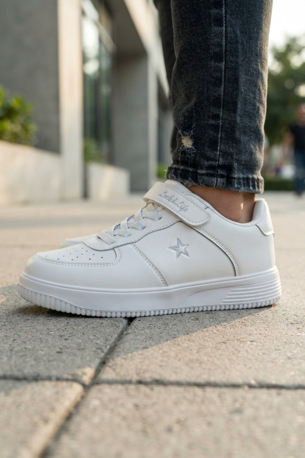 Beyaz Günlük Sneaker Cırtlı Unisex Çocuk Spor Ayakkabı 2
