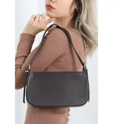 Kahverengi Minimalist Baget Kadın Omuz ve El Çantası 4